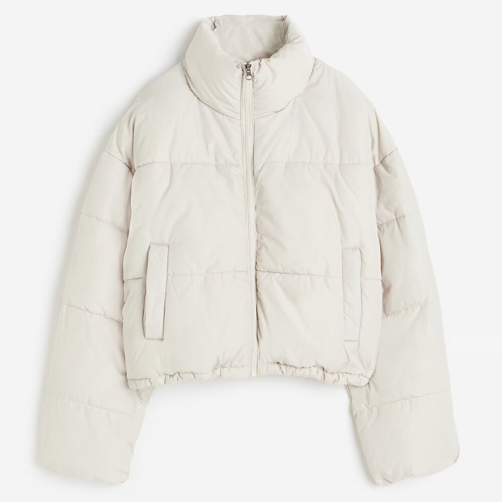 H&M Cropped Light beige Puffer